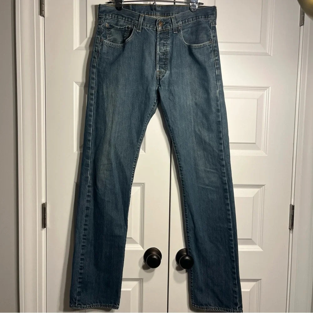Vintage Levis Jeans Mens 31x34  Blue 501 Button Fly Straight Regular